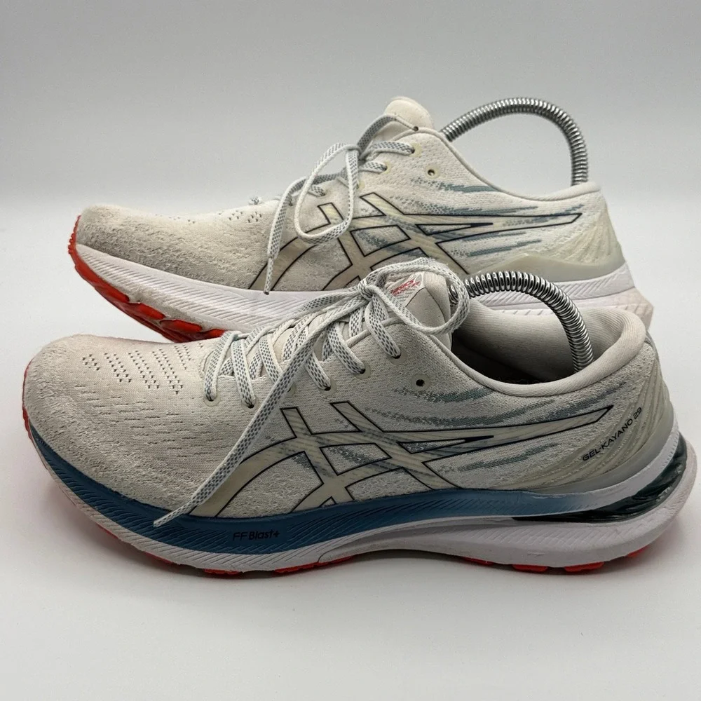 ASICS Gel-Kayano 29 Running Shoes Mens 10.5 White Blue Orange Stability Sneakers